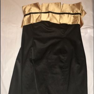 B.Louise-Blk/Gold strapless "Dutchess" dress